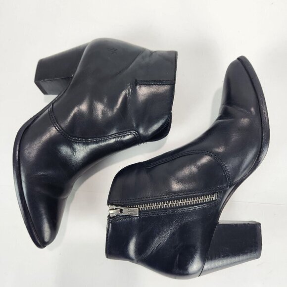 Frye Jennifer Heeled Western Ankle Boot Womens 6.5 Black Leather Pointed Toe - Picture 4 of 13